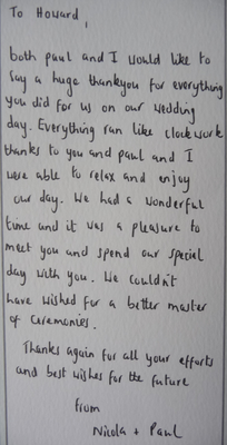 Letter of thanks to Toastmaster - not showing